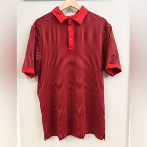Callaway Red and Black Striped Polo Shirt Men’s Large
